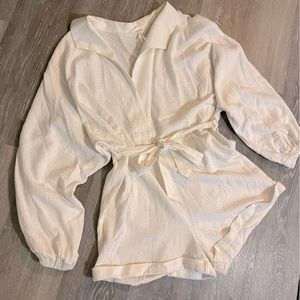 Free People Waffle Texture long sleeve romper